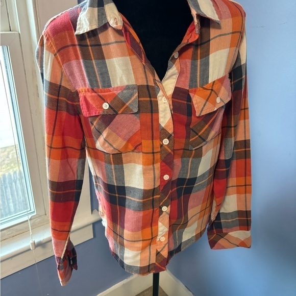 Urban outfitters brand Kirra orange plaid shirt - Picture 2 of 7
